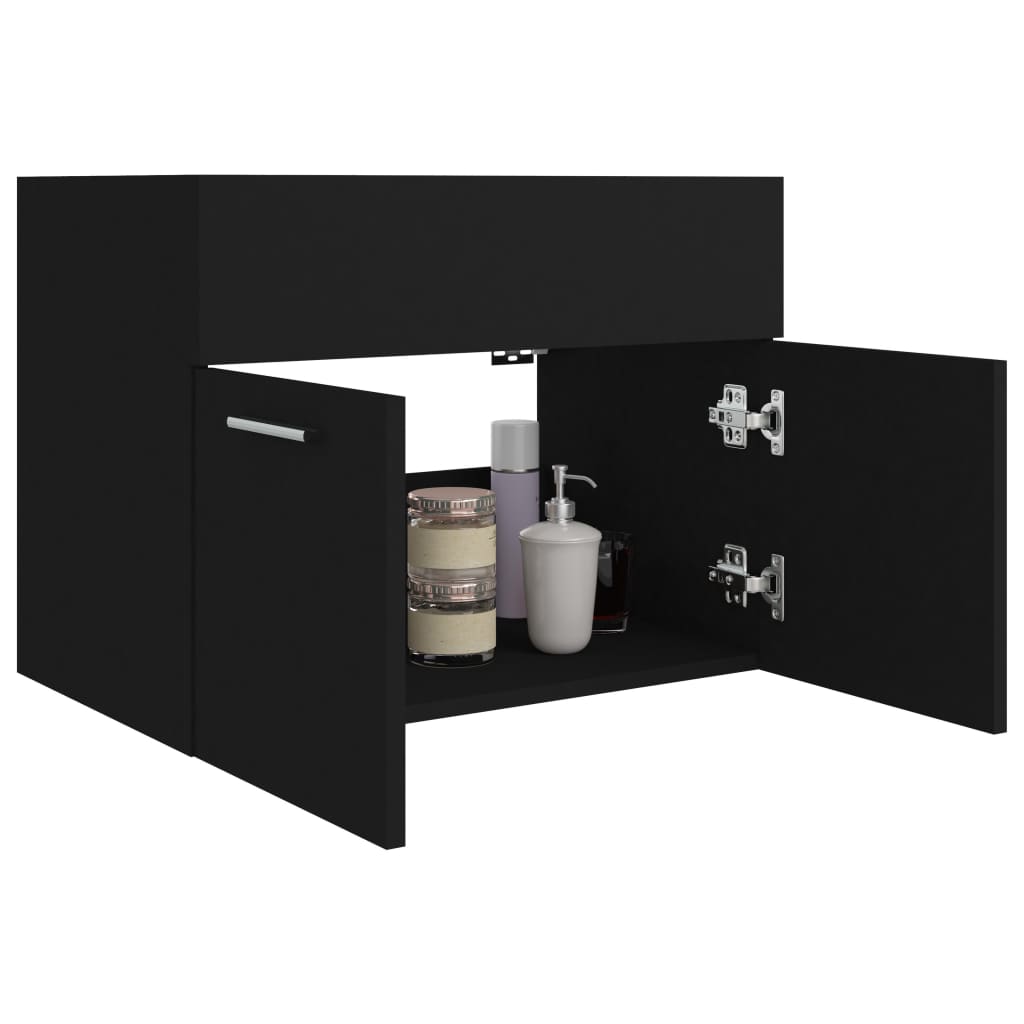 vidaXL Armario para lavabo madera contrachapada negro 60x38,5x46 cm