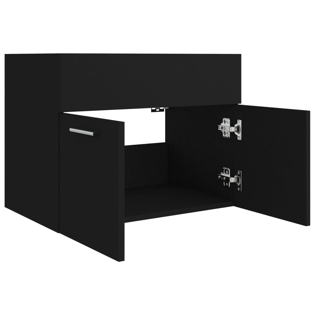 vidaXL Armario para lavabo madera contrachapada negro 60x38,5x46 cm