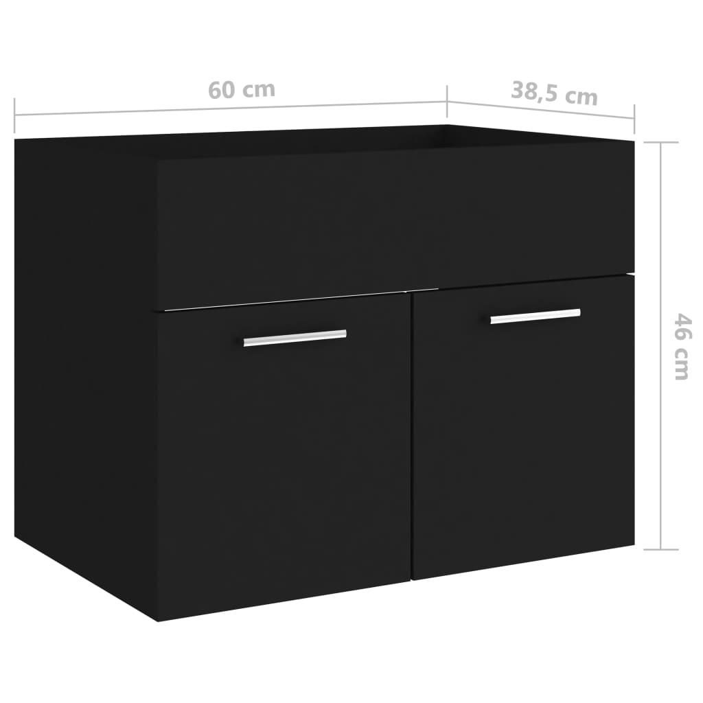 vidaXL Armario para lavabo madera contrachapada negro 60x38,5x46 cm