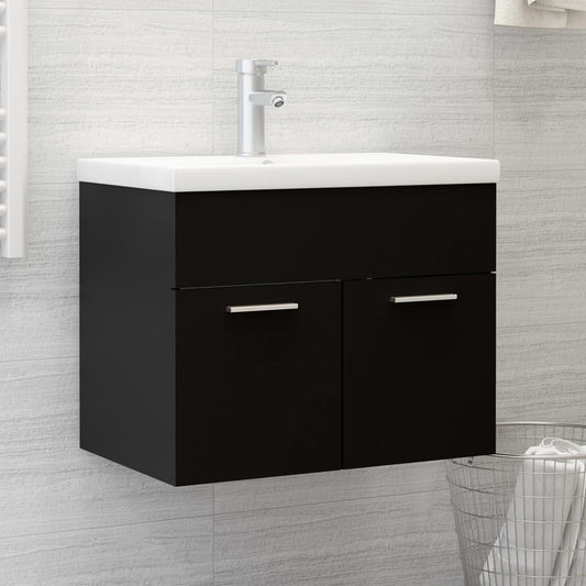 vidaXL Armario para lavabo madera contrachapada negro 60x38,5x46 cm