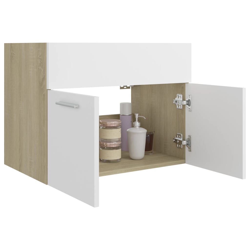 vidaXL Armario para lavabo contrachapada blanco roble 60x38,5x46 cm