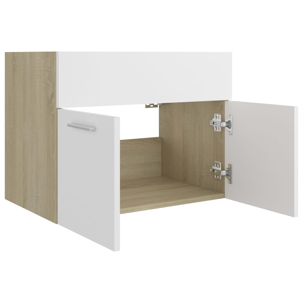 vidaXL Armario para lavabo contrachapada blanco roble 60x38,5x46 cm