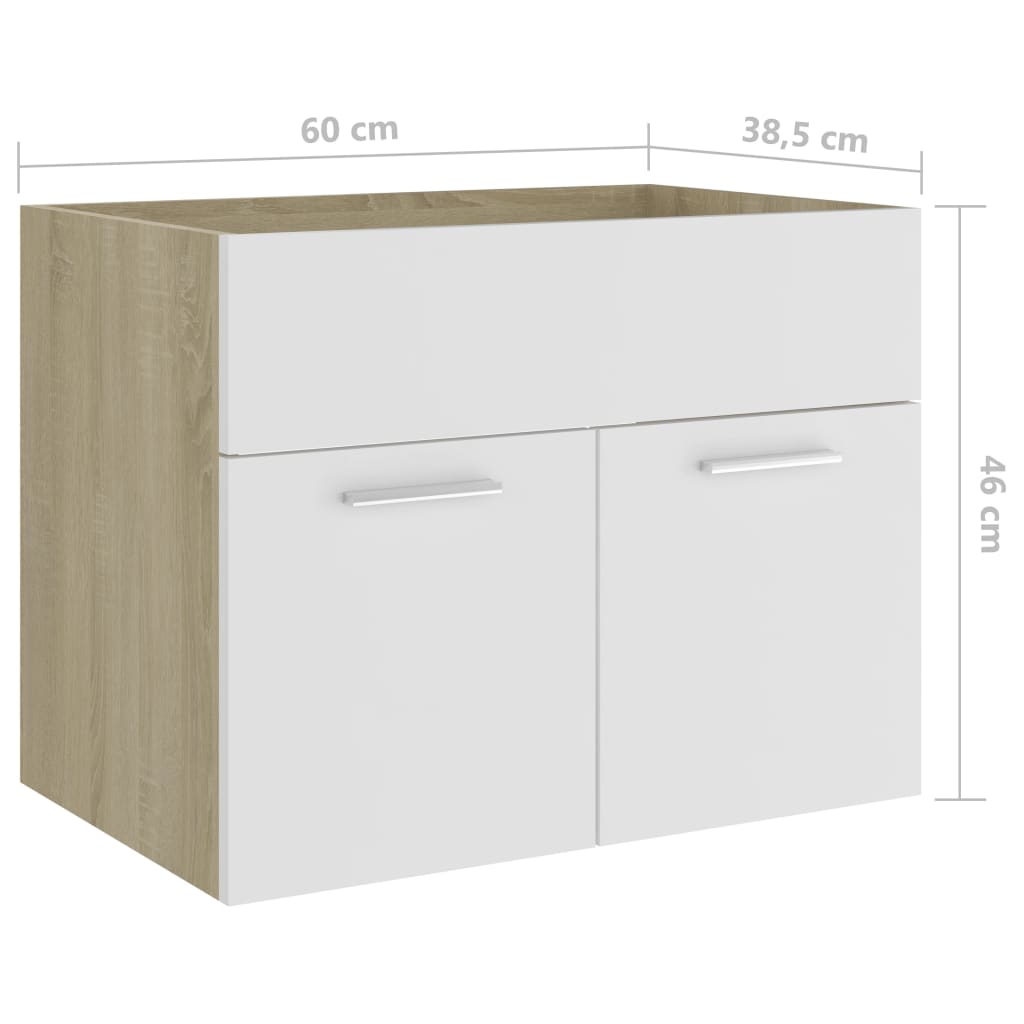 vidaXL Armario para lavabo contrachapada blanco roble 60x38,5x46 cm