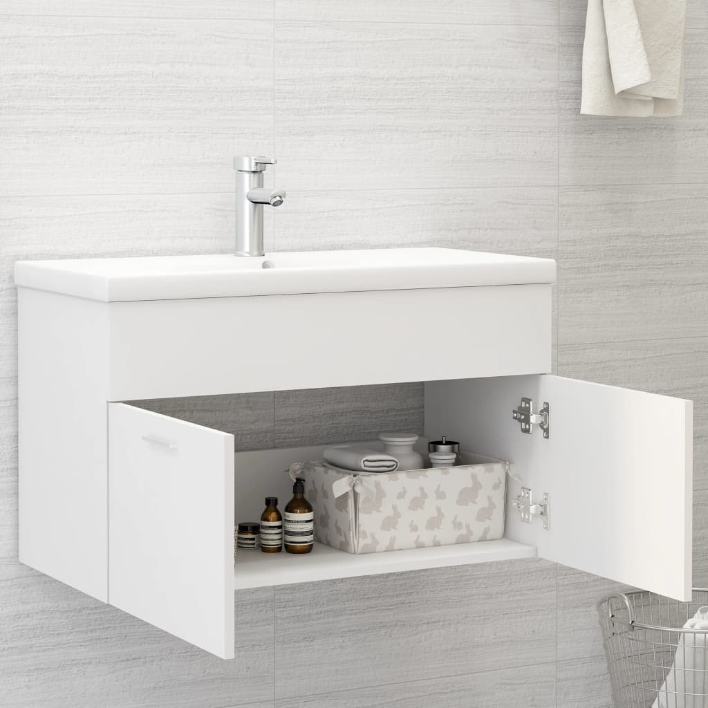 vidaXL Armario para lavabo madera contrachapada blanco 80x38,5x46 cm