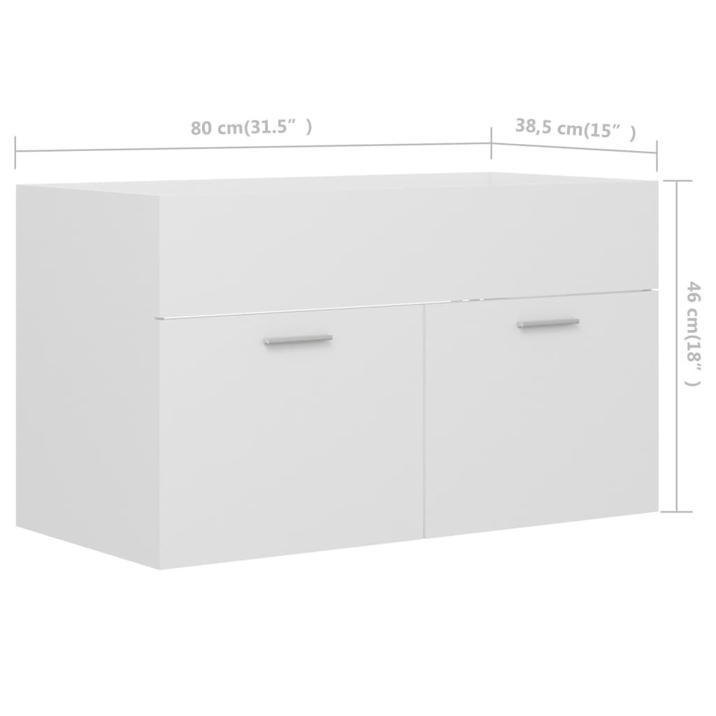 vidaXL Armario para lavabo madera contrachapada blanco 80x38,5x46 cm