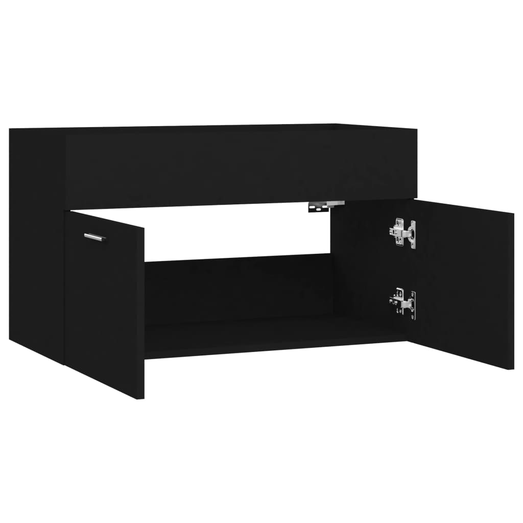 vidaXL Armario para lavabo madera contrachapada negro 80x38,5x46 cm