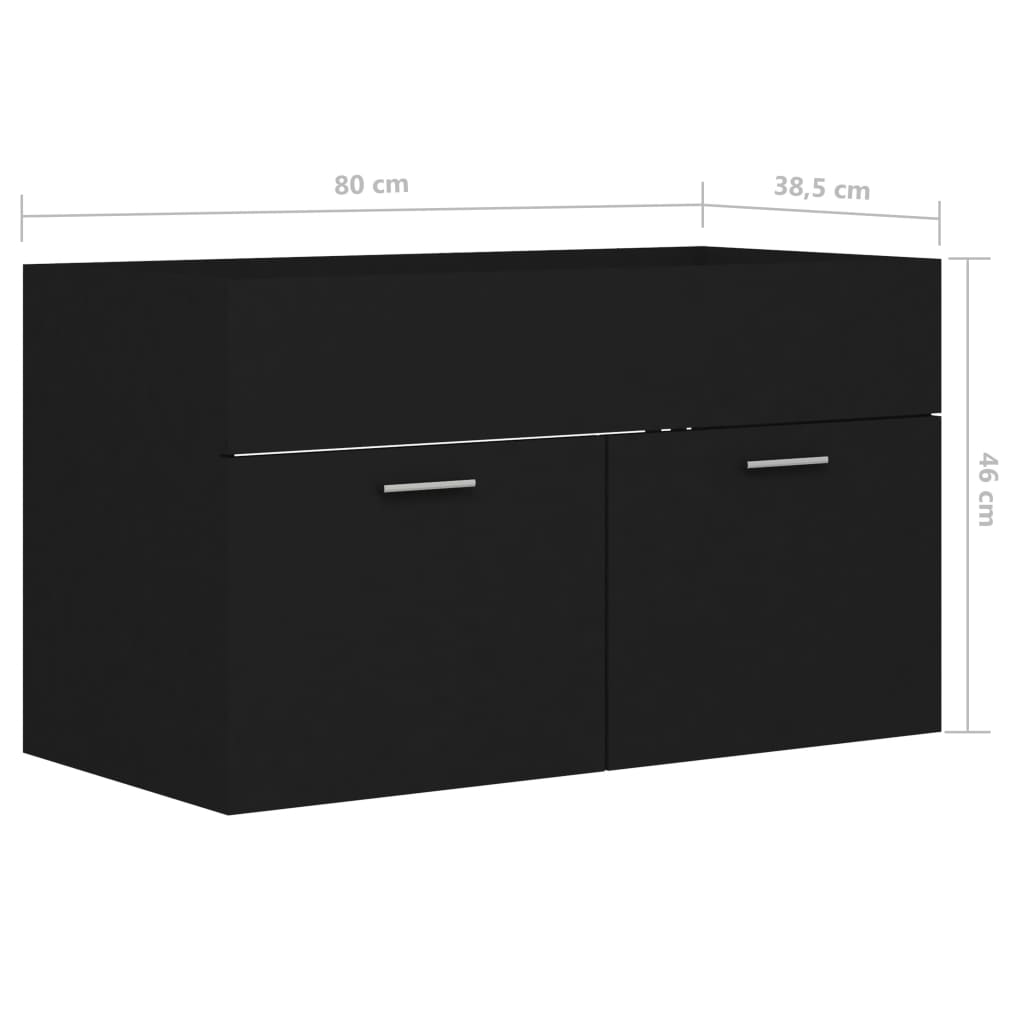 vidaXL Armario para lavabo madera contrachapada negro 80x38,5x46 cm