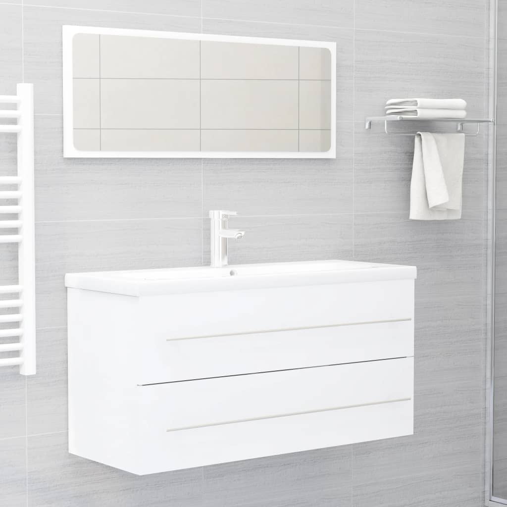 vidaXL Armario para lavabo madera contrachapada blanco 100x38,5x48 cm