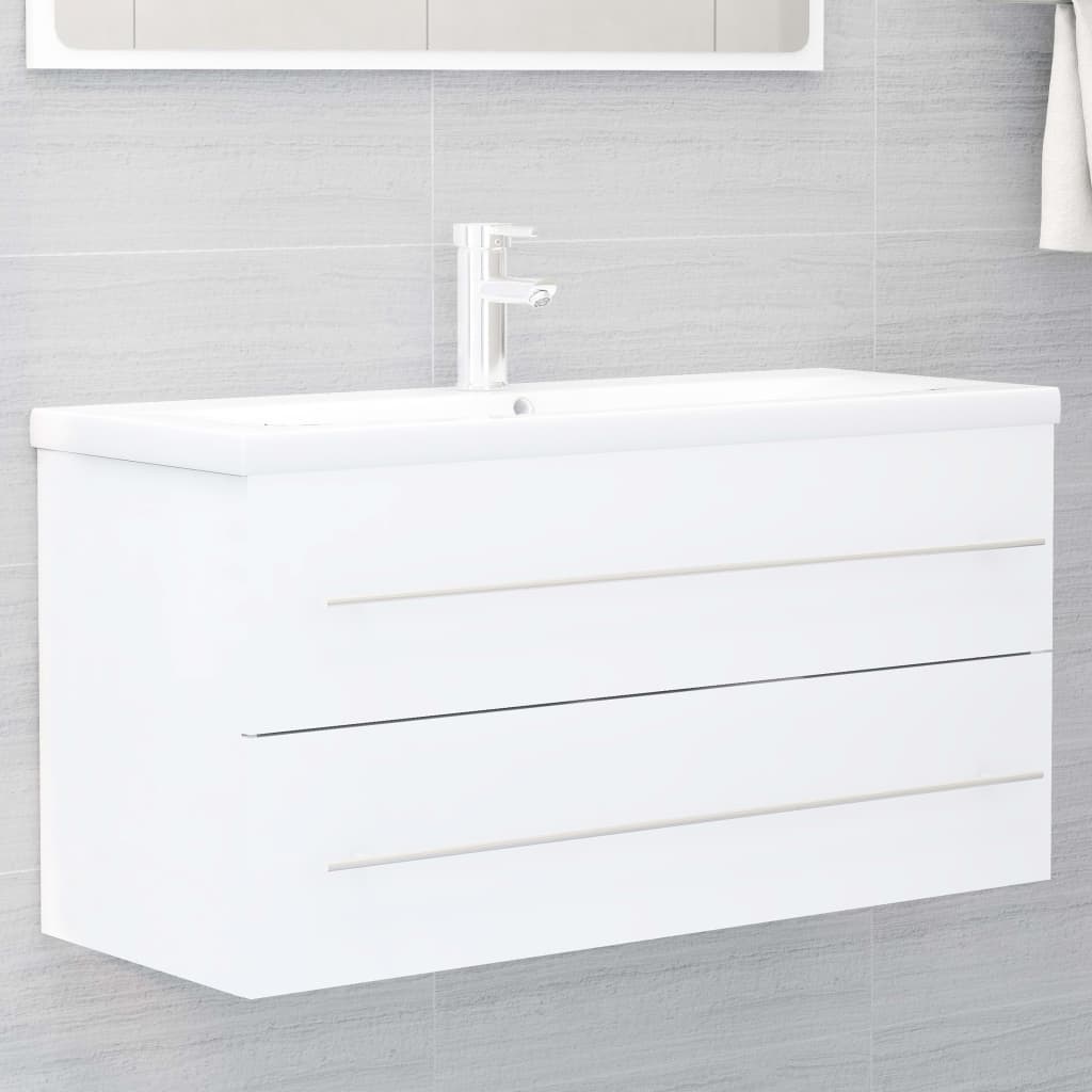 vidaXL Armario para lavabo madera contrachapada blanco 100x38,5x48 cm