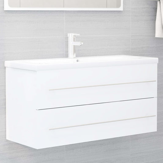 vidaXL Armario para lavabo madera contrachapada blanco 100x38,5x48 cm