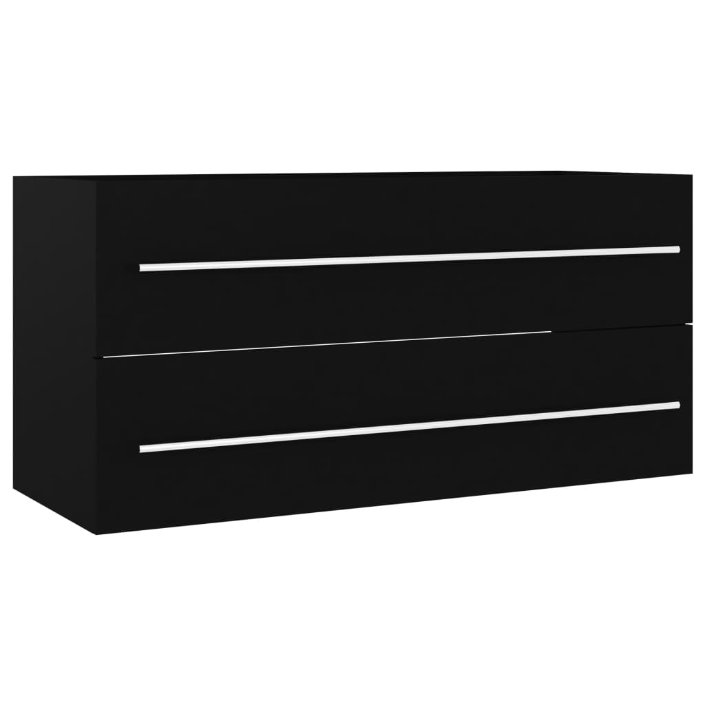 vidaXL Armario para lavabo madera contrachapada negro 100x38,5x48 cm