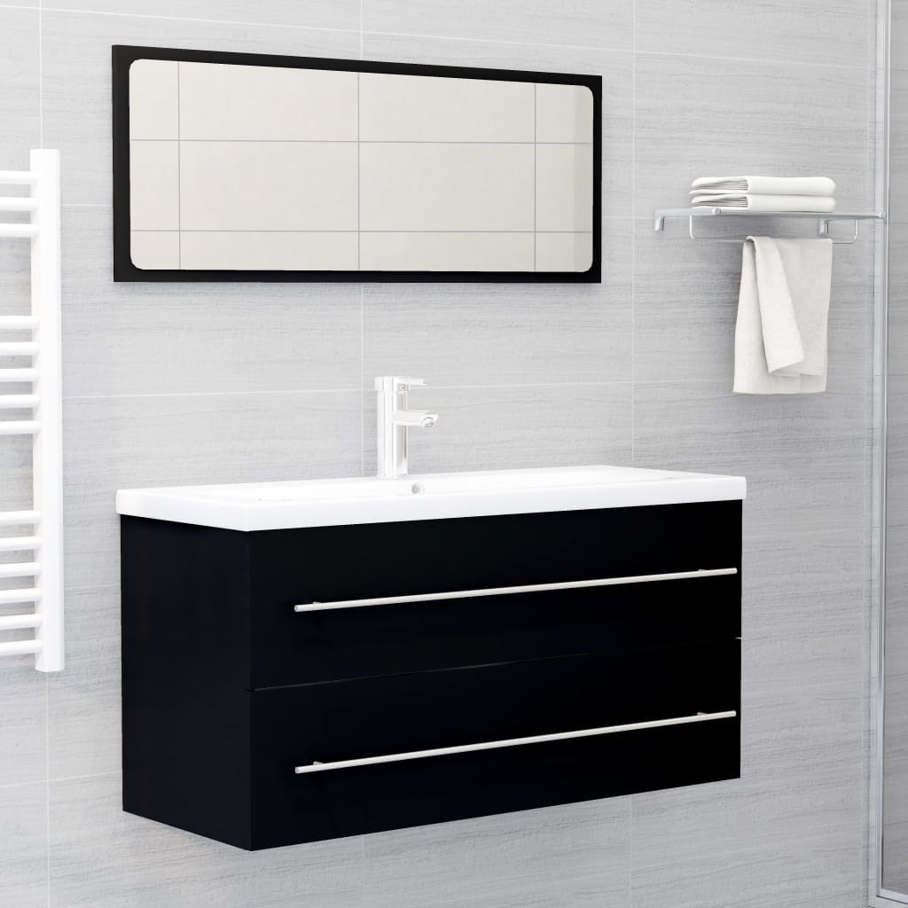 vidaXL Armario para lavabo madera contrachapada negro 100x38,5x48 cm