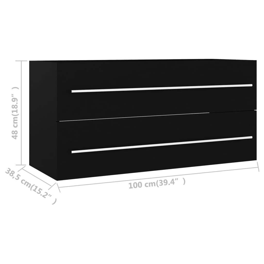 vidaXL Armario para lavabo madera contrachapada negro 100x38,5x48 cm