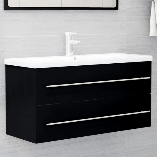 vidaXL Armario para lavabo madera contrachapada negro 100x38,5x48 cm
