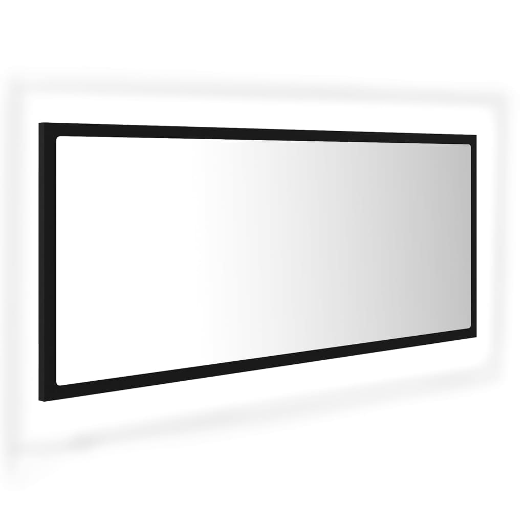 vidaXL Espejo de baño LED acrílico negro 100x8,5x37 cm