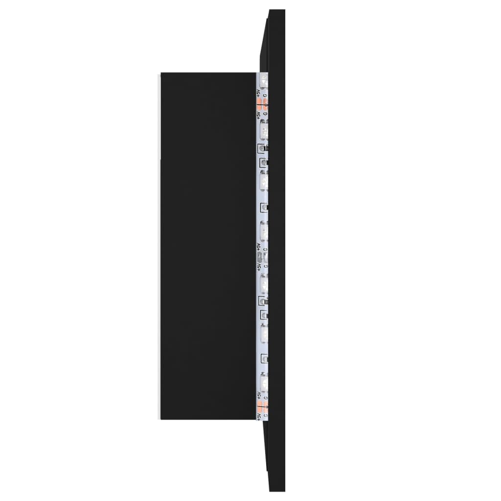 vidaXL Armario espejo de baño con luz LED acrílico negro 60x12x45 cm