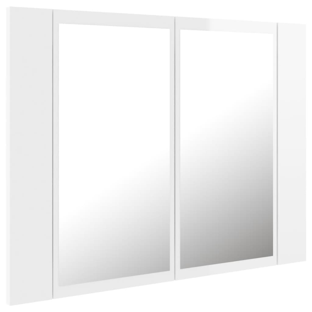 vidaXL Armario espejo de baño LED acrílico blanco brillo 60x12x45 cm