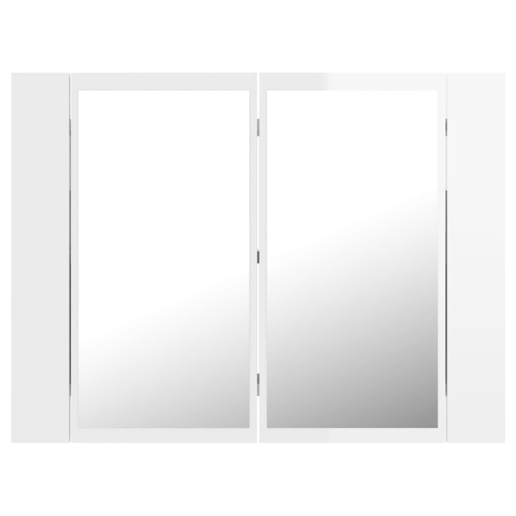 vidaXL Armario espejo de baño LED acrílico blanco brillo 60x12x45 cm