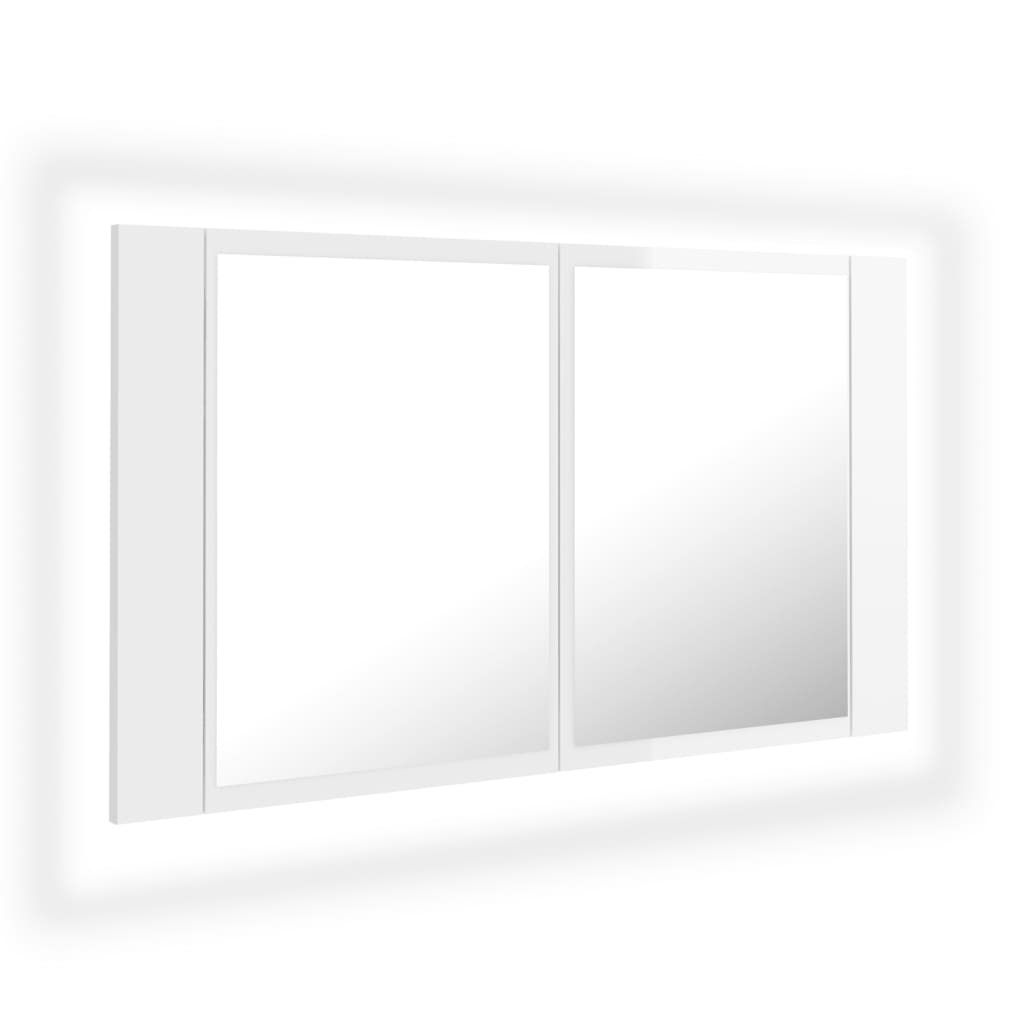 vidaXL Armario espejo de baño LED acrílico blanco brillo 80x12x45 cm