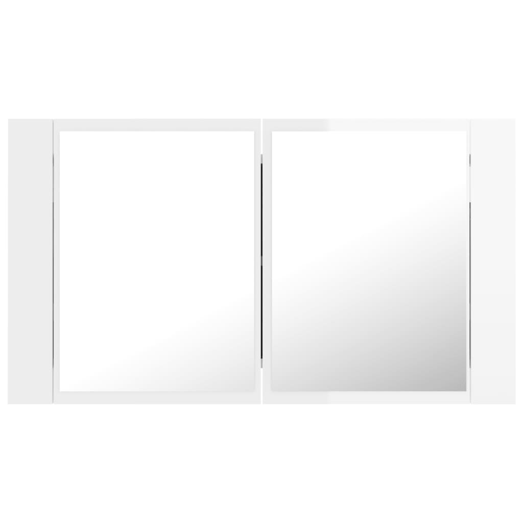 vidaXL Armario espejo de baño LED acrílico blanco brillo 80x12x45 cm