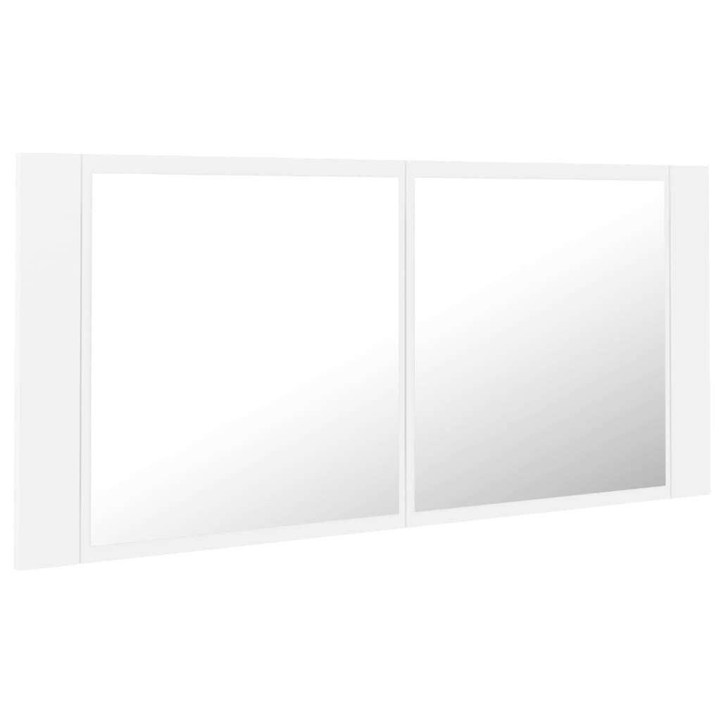 vidaXL Armario espejo de baño con luz LED acrílico blanco 100x12x45 cm