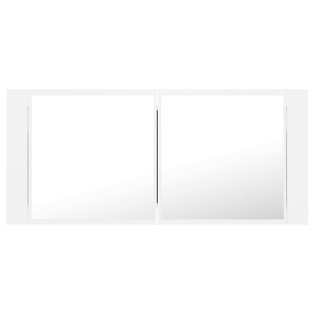 vidaXL Armario espejo de baño con luz LED acrílico blanco 100x12x45 cm