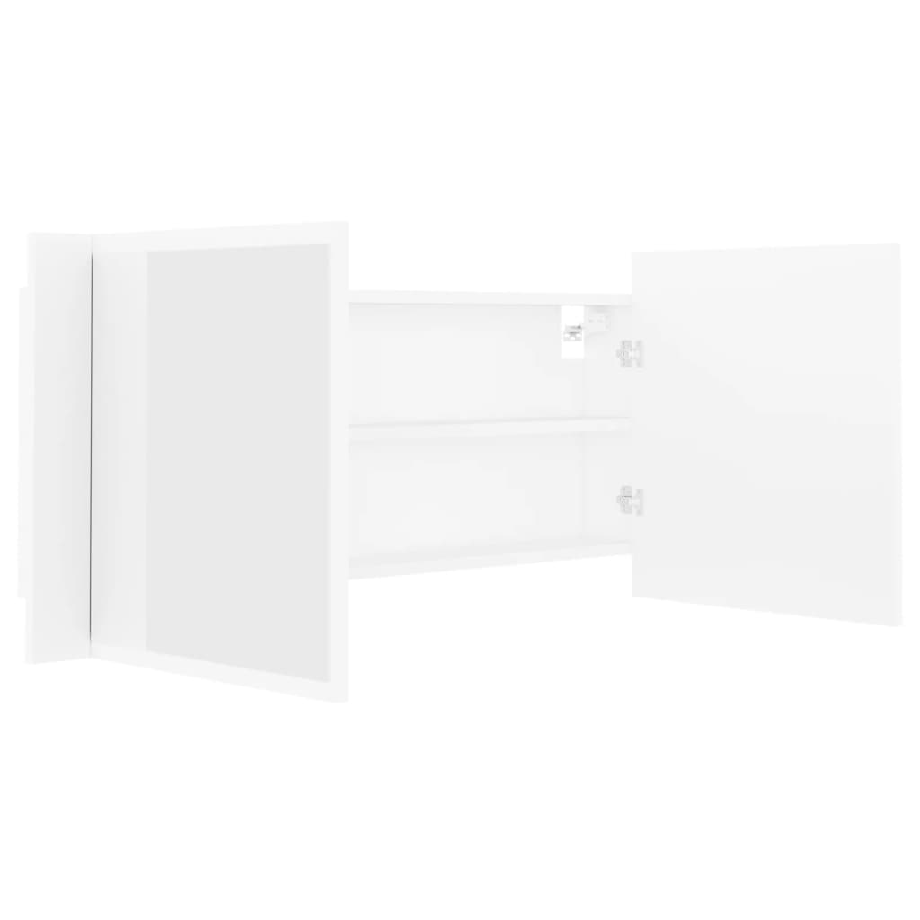 vidaXL Armario espejo de baño con luz LED acrílico blanco 100x12x45 cm