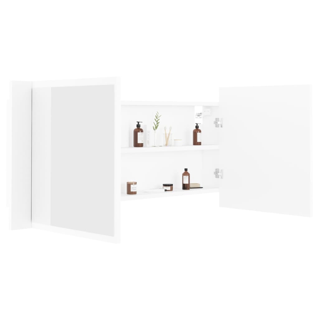 vidaXL Armario espejo de baño con luz LED acrílico blanco 100x12x45 cm