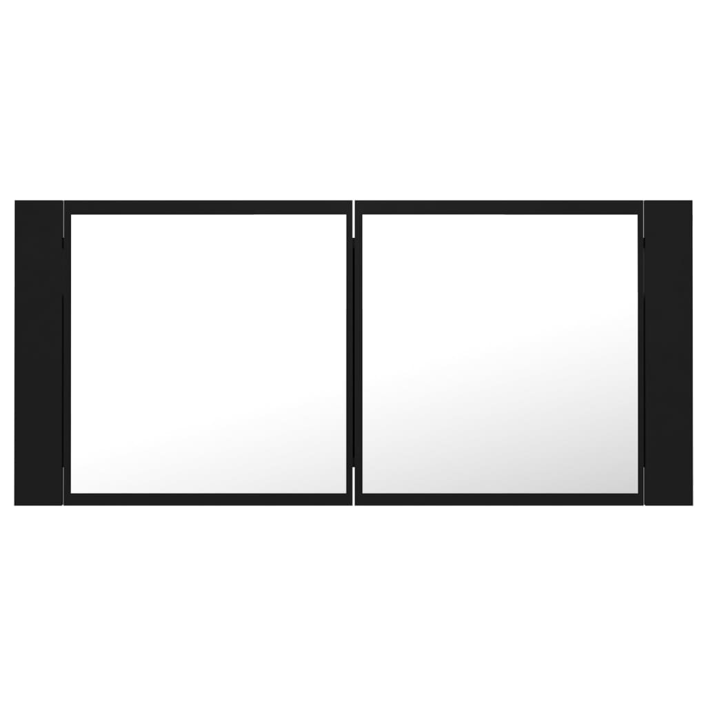 vidaXL Armario espejo de baño con luz LED acrílico negro 100x12x45 cm