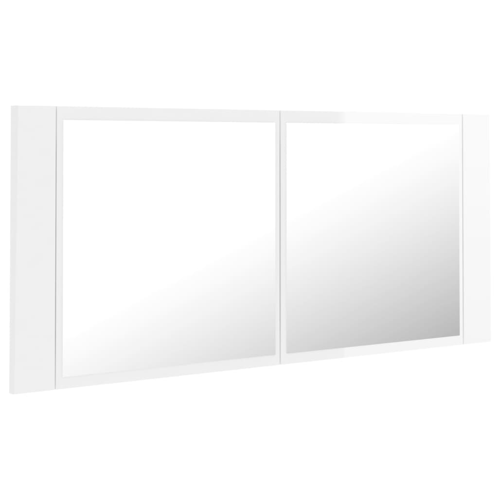 vidaXL Armario espejo de baño LED acrílico blanco brillo 100x12x45 cm