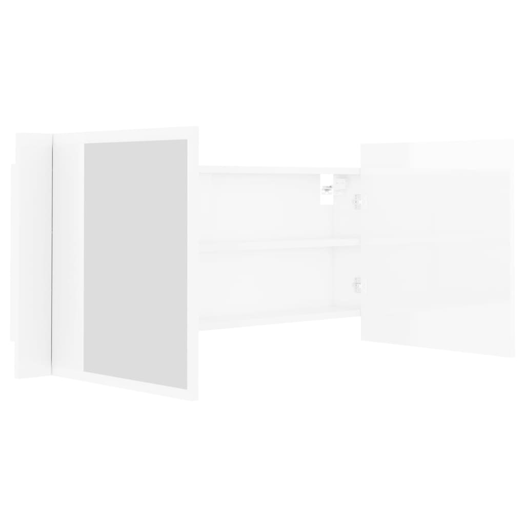 vidaXL Armario espejo de baño LED acrílico blanco brillo 100x12x45 cm