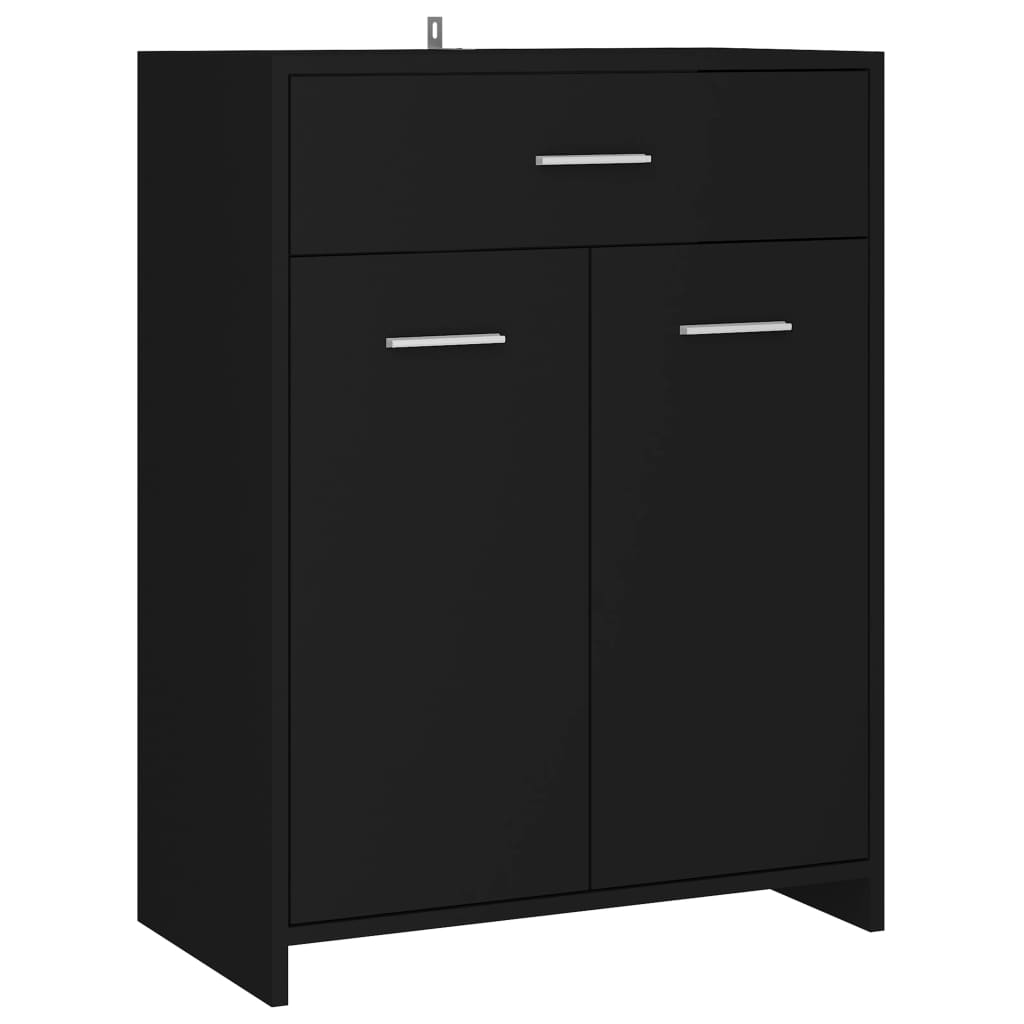 vidaXL Armario de baño madera contrachapada negro 60x33x80 cm