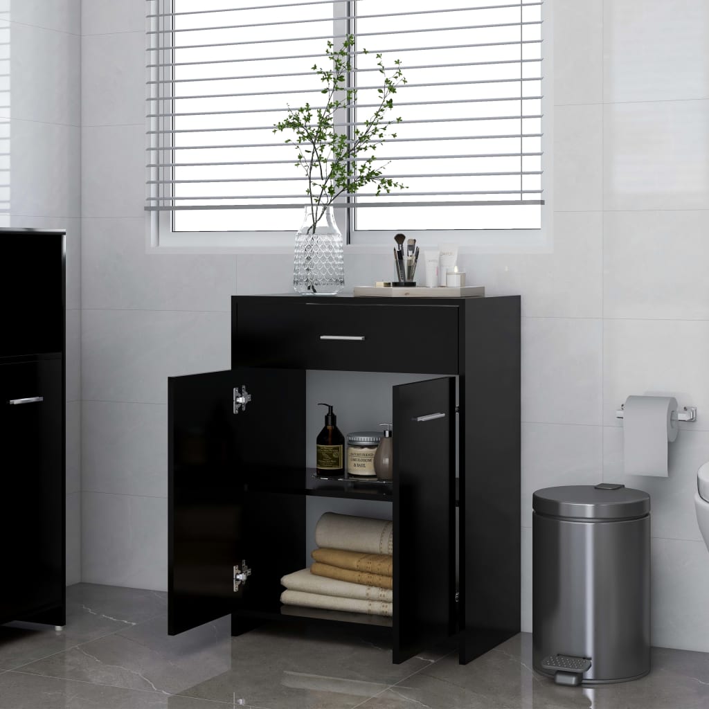 vidaXL Armario de baño madera contrachapada negro 60x33x80 cm