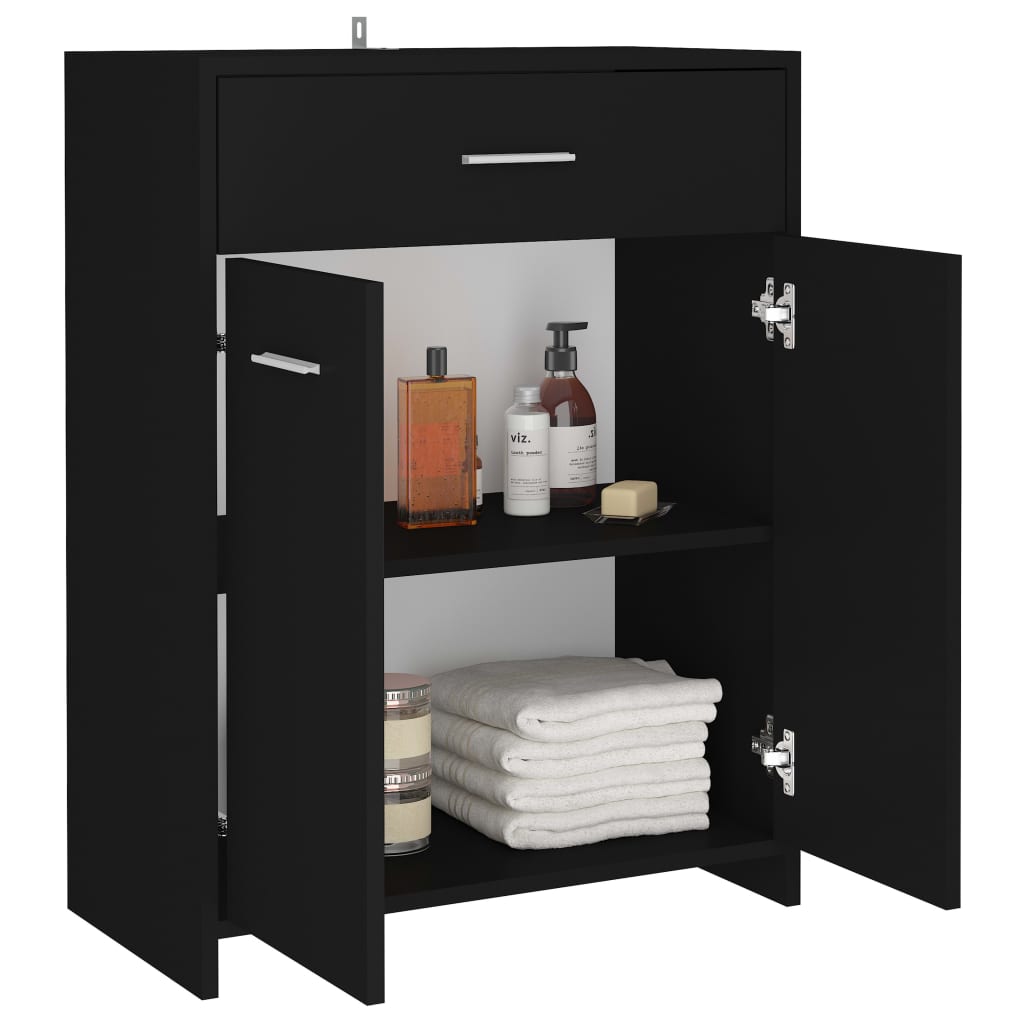 vidaXL Armario de baño madera contrachapada negro 60x33x80 cm