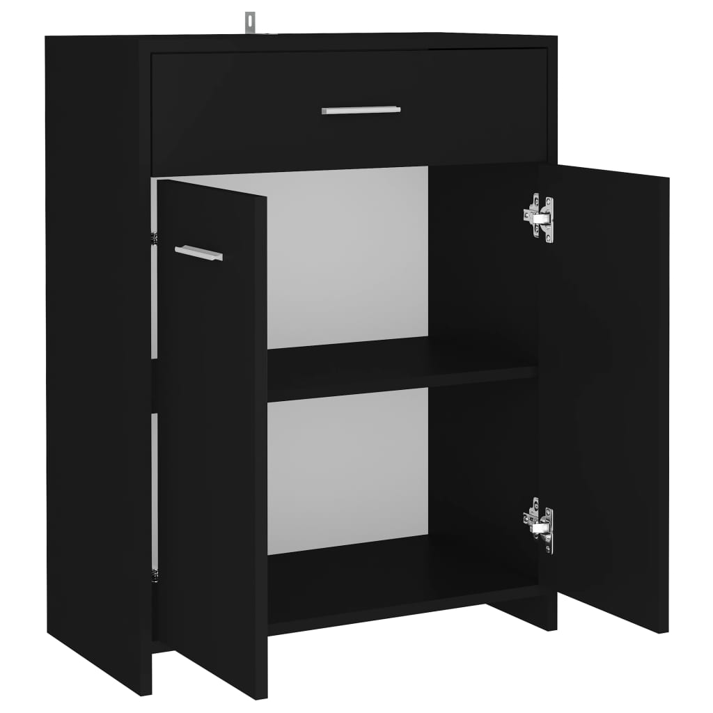 vidaXL Armario de baño madera contrachapada negro 60x33x80 cm