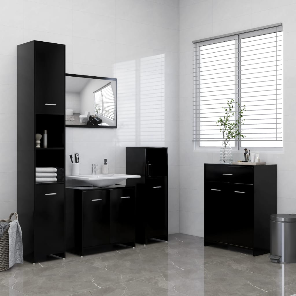 vidaXL Armario de baño madera contrachapada negro 60x33x80 cm