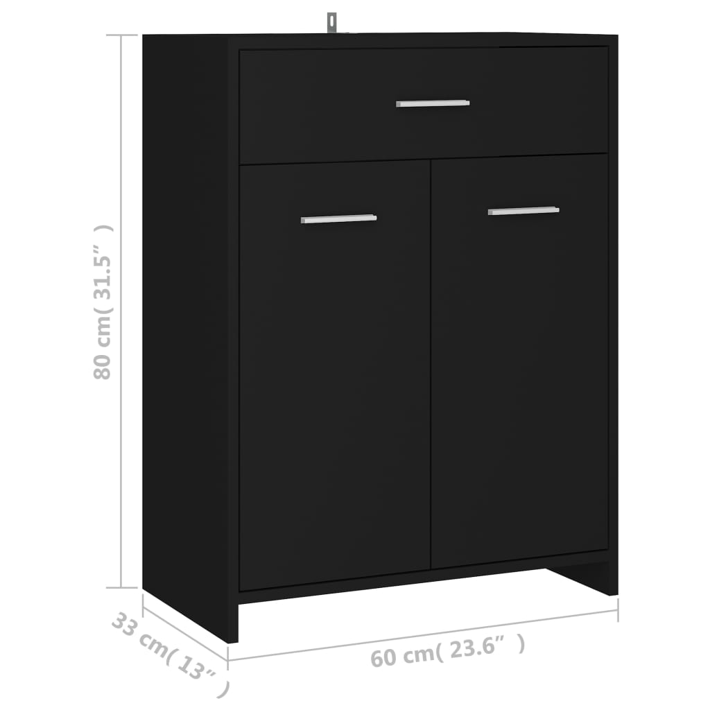 vidaXL Armario de baño madera contrachapada negro 60x33x80 cm