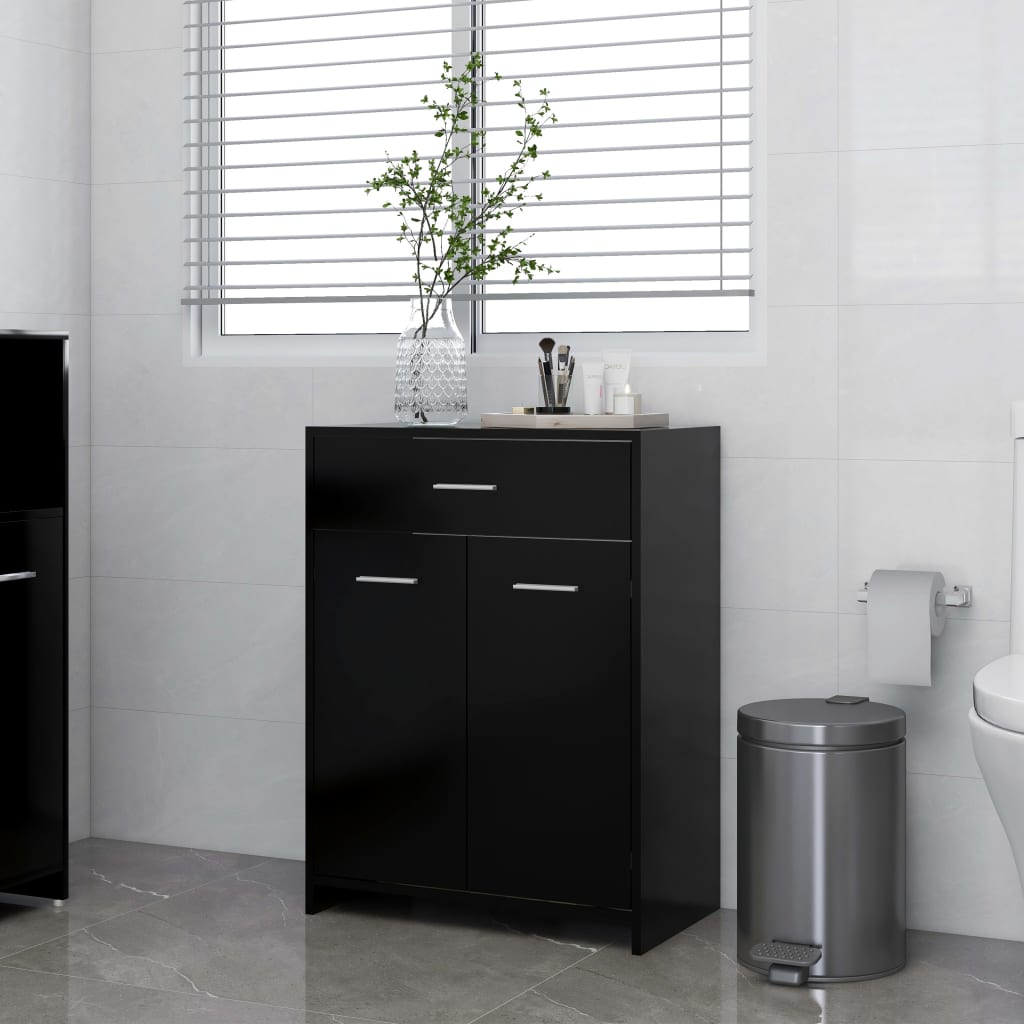 vidaXL Armario de baño madera contrachapada negro 60x33x80 cm