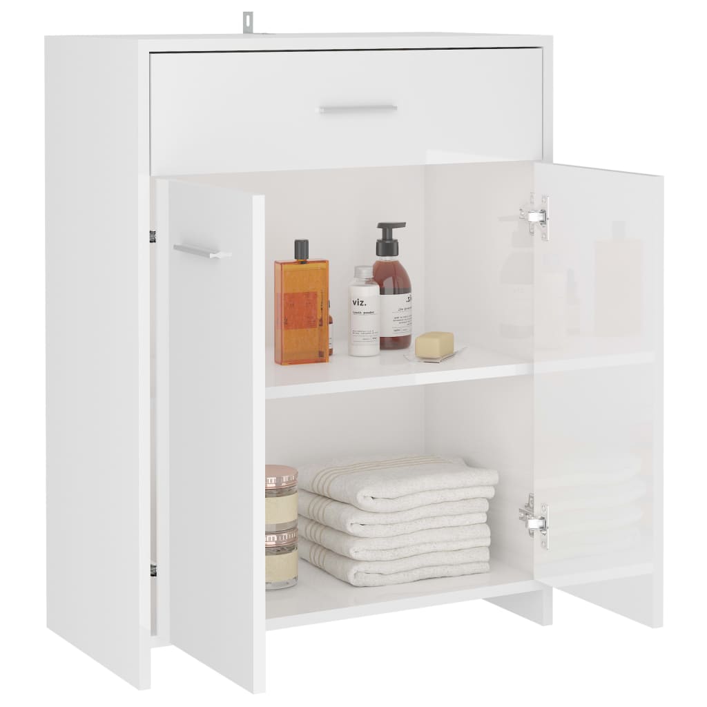 vidaXL Armario de baño madera contrachapada blanco brillo 60x33x80 cm