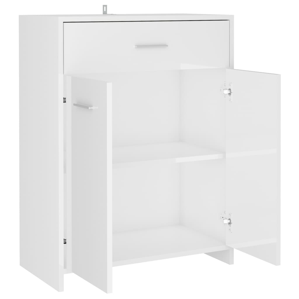 vidaXL Armario de baño madera contrachapada blanco brillo 60x33x80 cm