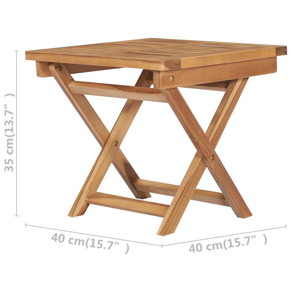 vidaXL Mesa y sillas plegables para balcón 3 pzas madera maciza teca