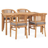 vidaXL Set de comedor de jardín 5 pzas y cojines madera maciza de teca