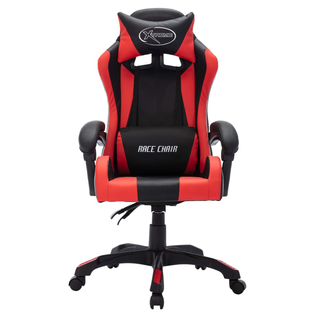 vidaXL Silla gaming con luces LED RGB cuero sintético rojo y negro