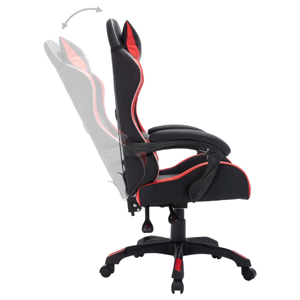 vidaXL Silla gaming con luces LED RGB cuero sintético rojo y negro