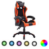 vidaXL Silla gaming con luces LED RGB cuero sintético naranja y negro