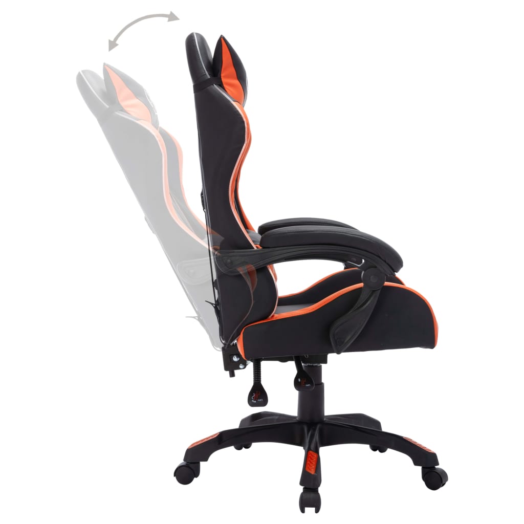 vidaXL Silla gaming con luces LED RGB cuero sintético naranja y negro