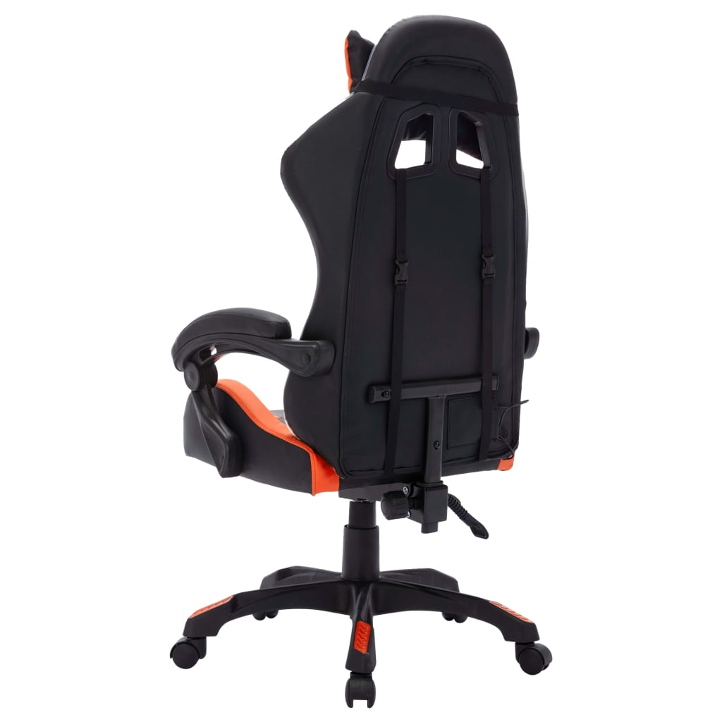 vidaXL Silla gaming con luces LED RGB cuero sintético naranja y negro