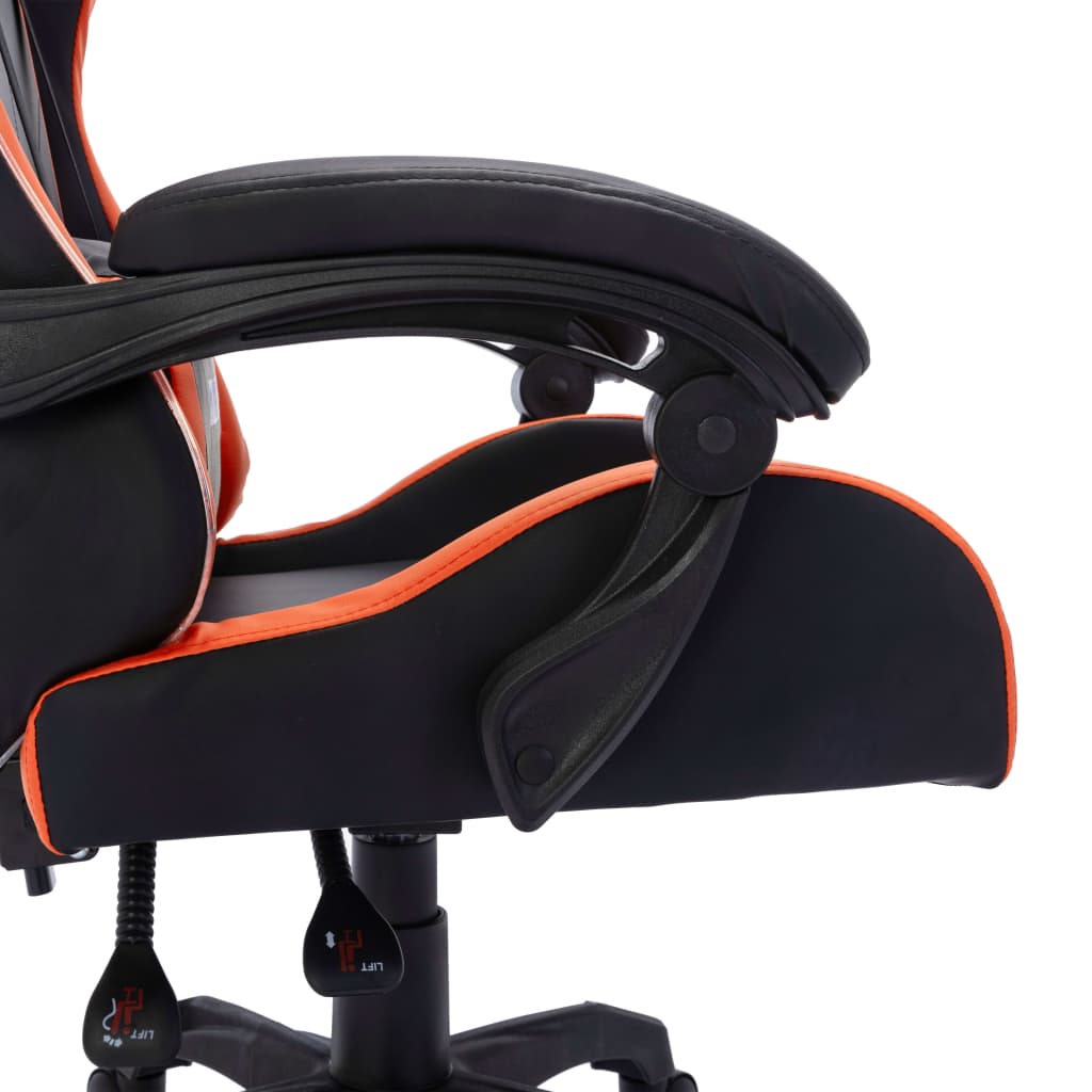 vidaXL Silla gaming con luces LED RGB cuero sintético naranja y negro