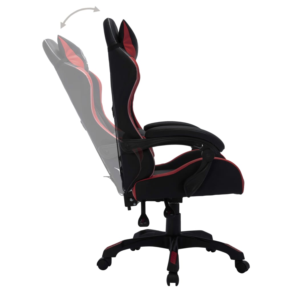 vidaXL Silla gaming luces LED RGB cuero sintético color vino y negro