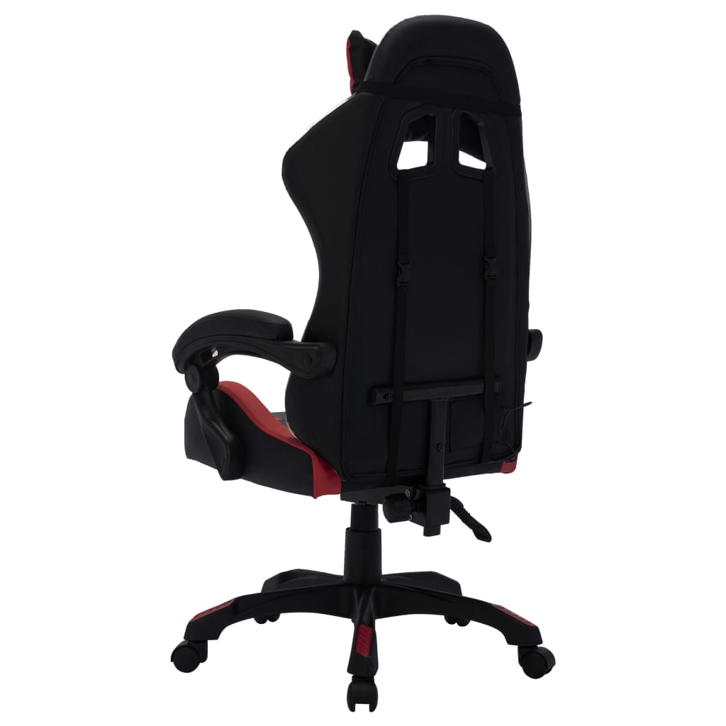 vidaXL Silla gaming luces LED RGB cuero sintético color vino y negro